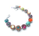 Mariana Bracelet Multi Color Austrian Crystals & Turquoise Mineral Masai Africa Coll. Silver Plated - Image 2