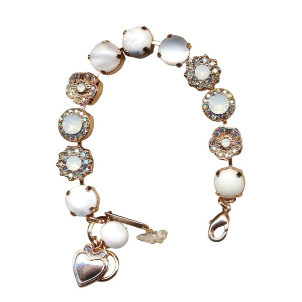 Mariana Bracelet Timeless White Howlite Mineral, AB, & White Opal Austrian Crystals My Treasures Coll.