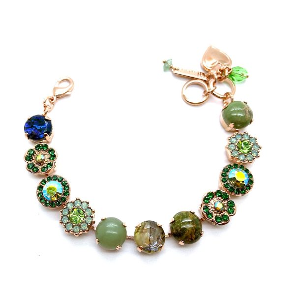 Mariana Bracelet Chrysocolla Mineral, Emerald, Pacific Opal, & Green Opal Austrian Crystals My Treasures Coll.