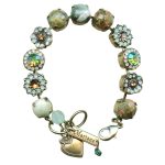 Bracelet By Mariana Woman Shimmering Ryolite Mineral and Pacific Opal Swarovski Crystals
