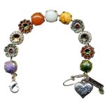 Mariana Bracelet Riverstone Minerals, Drk Amber, White Opal, Jonquil, & Olivine Austrian Crystals My Treasures Coll.