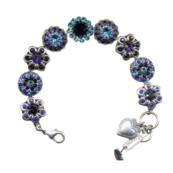 Mariana Bracelet Exquisite Floral Navy Blue, Jet, & Aquamarine Austrian Crystals My Treasures Coll.