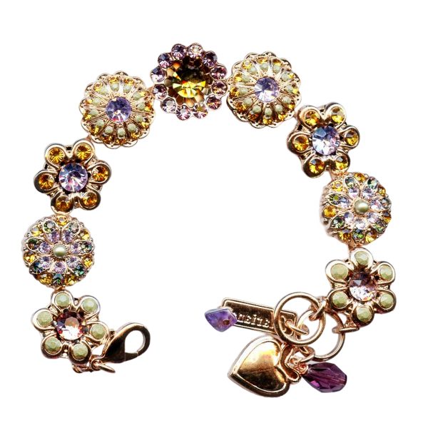 Mariana Bracelet Elegant Floral in Topaz, Lt Amethyst, & Peach Austrian Crystals Audrey Icons Coll.