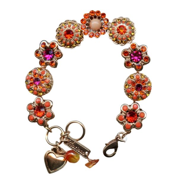 Mariana Bracelet Glam Floral Coral, Hyacinth, Fuchsia, Topaz, & Fireopal Austrian Crystals My Treasures Coll.