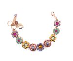Bracelet By Mariana Woman Floral Turquoise, Fuchsia and Tanzanite Swarovski Crystals