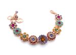 Bracelet By Mariana Woman Floral Turquoise, Fuchsia and Tanzanite Swarovski Crystals - Image 3