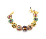 Mariana Bracelet Floral Turquoise, Fuchsia, Peridot, Topaz, Tanzanite & Opal Austrian Crystals Cuba Caribbean Life Coll. Yellow Gold - Image 3