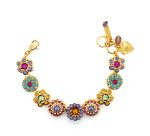 Mariana Bracelet Floral Turquoise, Fuchsia, Peridot, Topaz, Tanzanite & Opal Austrian Crystals Cuba Caribbean Life Coll. Yellow Gold - Image 2