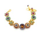 Mariana Bracelet Floral Turquoise, Fuchsia, Peridot, Topaz, Tanzanite & Opal Austrian Crystals Cuba Caribbean Life Coll. Yellow Gold
