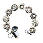 Mariana Bracelet Floral in Mother of Stimulated Pearl Mineral & AB Austrian Crystals SeaShell Nature Coll.