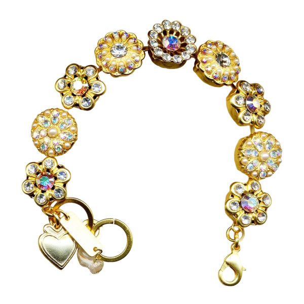 Bracelet By Mariana Woman Floral Pearl Mineral and Vitrail Light Swarovski Crystals