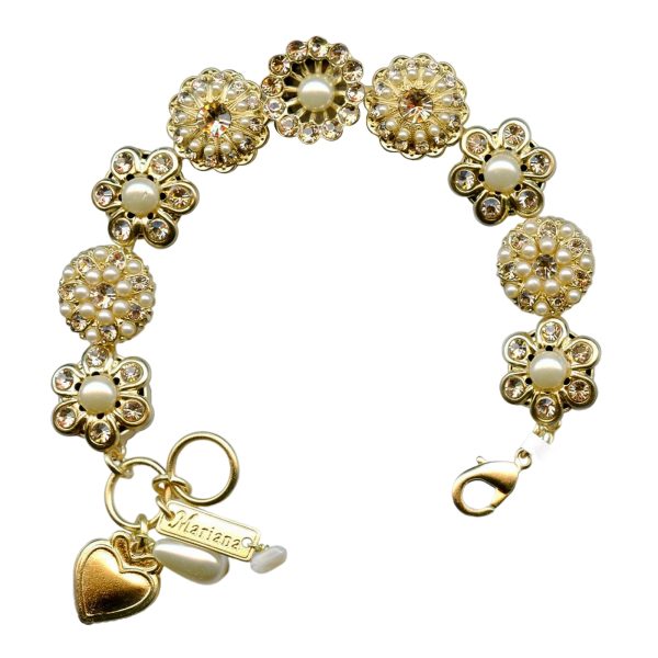 Mariana Bracelet Elegant Pearl Mineral & Lt Peach Austrian Crystals My Treasures Coll.