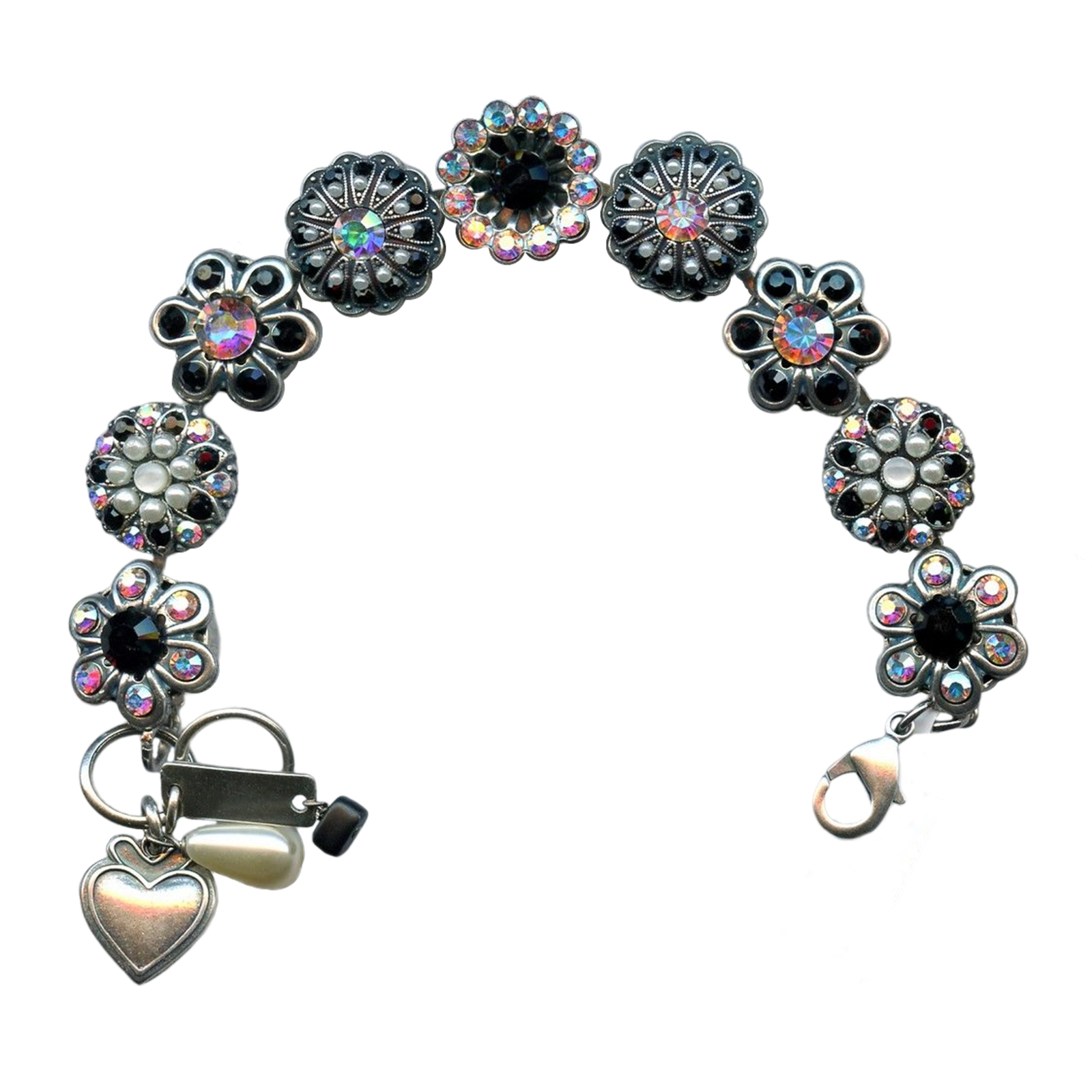B-4138-M87280-SP(1) Mariana Bracelet Glamorous Pearl Mineral, Jet, & AB Austrian Crystals Peace Nirvana Coll. - Image 1