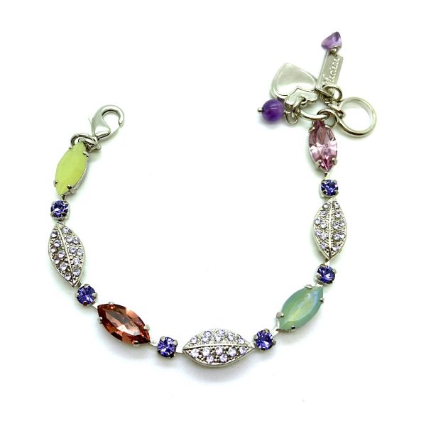 Bracelet By Mariana Woman Beautiful Violet and Apple Green Swarovski Crystals