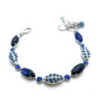 Mariana Bracelet Elegant Blue Goldstone Mineral, & Sapphire Austrian Crystals Sleepytime Tea Time Coll. - Image 2