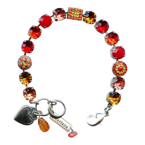 Mariana Bracelet Sassy Red, Coral, Orange, Jonquil, Orange Opal, Red Coral, & Peach Austrian Crystals Strength Inspiration Coll.