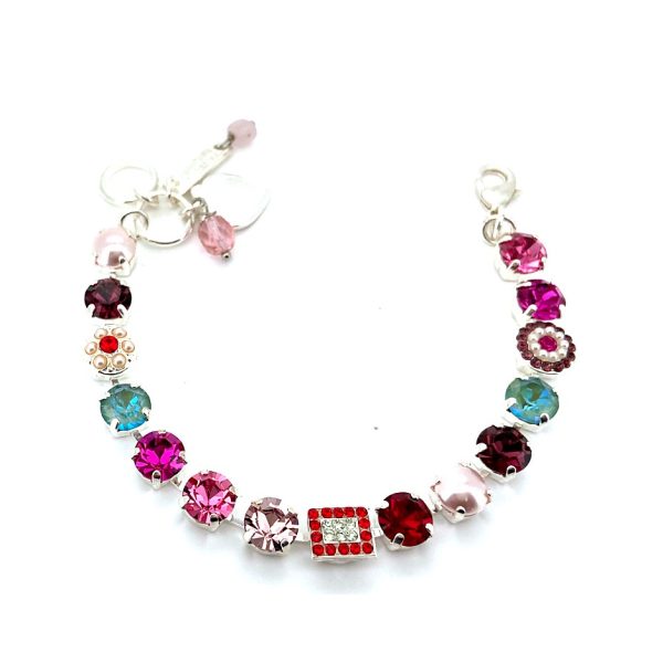Mariana Bracelet Beautiful Pinks, Amethyst, Siam, Silky Sage Delite, & Pearl Austrian Crystals Take My Breath Away Coll.