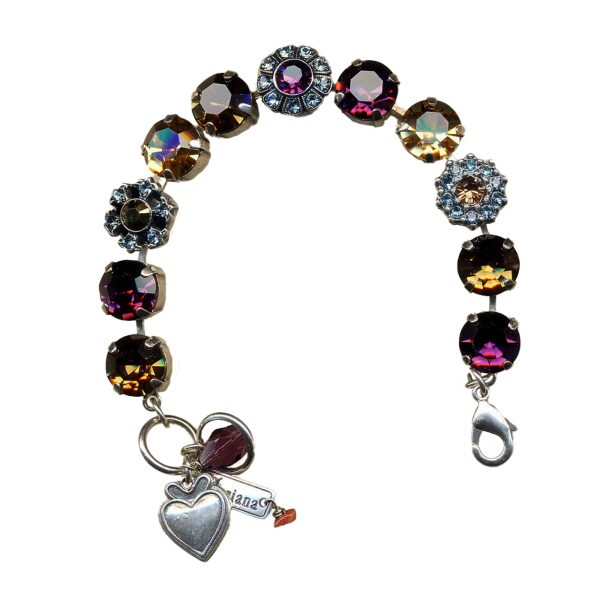 Mariana Bracelet Sophisticated Drk Brown, Fuchsia, Golden Shadow & Aquamarine Austrian Crystals My Treasures Coll.