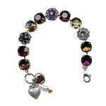 Mariana Bracelet Sophisticated Drk Brown, Fuchsia, Golden Shadow & Aquamarine Austrian Crystals My Treasures Coll. - Image 2