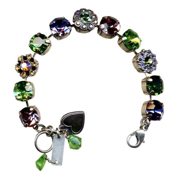 Mariana Bracelet Beautiful Lt Amethyst, Peridot, Tanzanite, & Amber Austrian Crystals My Treasures Coll.