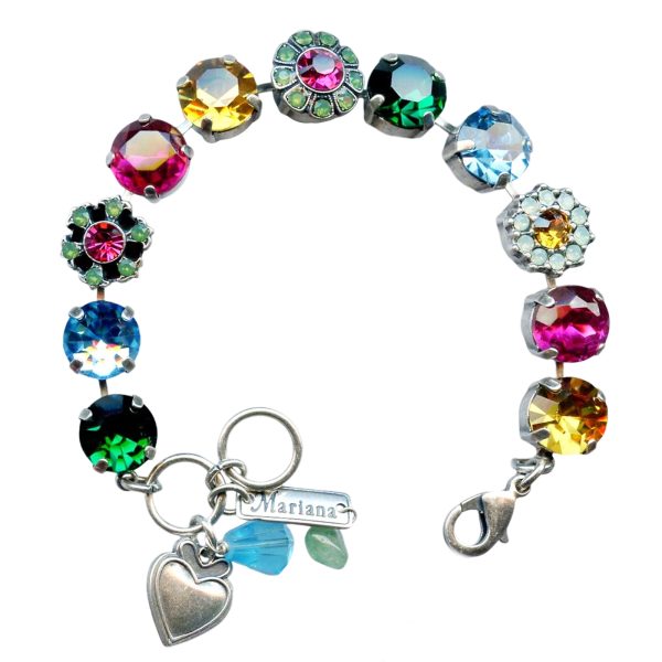 Mariana Bracelet Sassy Rose, Yellow, Emerald, Aqua Blue, Chrysolite Opal, & Green Opal Austrian Crystals My Treasures Coll.