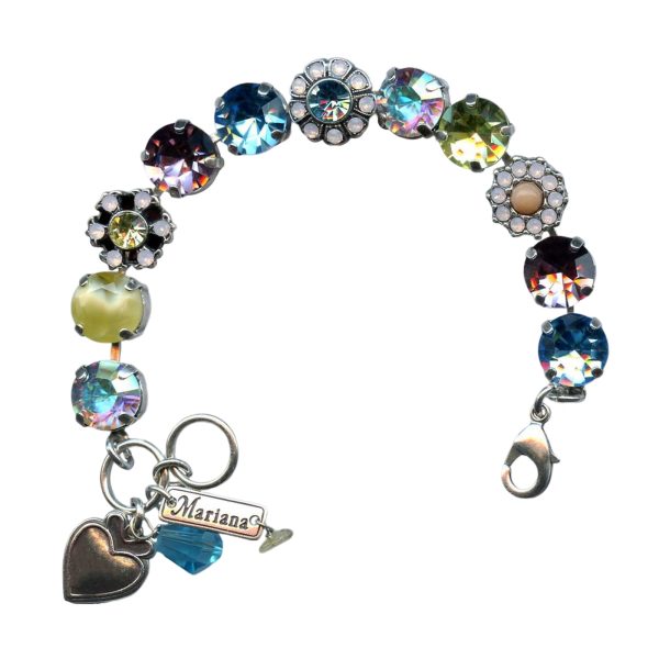 Mariana Bracelet Beautiful Lt Sapphire, Topaz, Lt Amethyst, Cyclamen Opal, Yellow Opal & AB Austrian Crystals Coco Icons Coll.