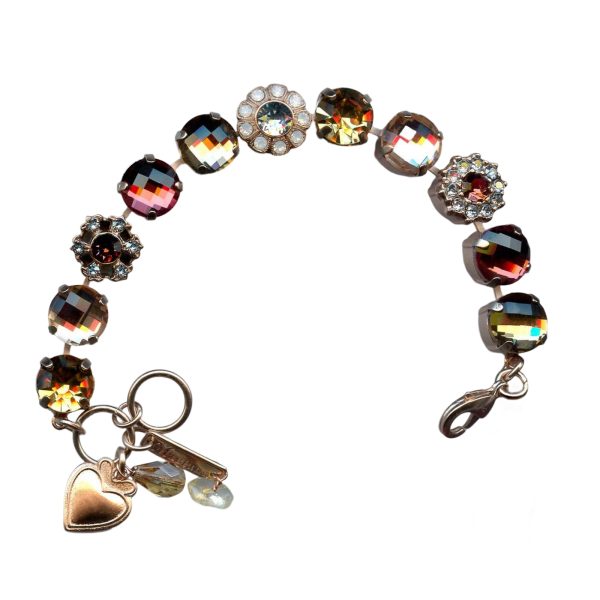 Mariana Bracelet Faceted Indian Pink, Topaz, Champagne, Silk, & Smoked Topaz Austrian Crystals Kate Icons Coll.