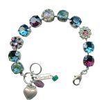 Mariana Bracelet Fab Floral Blue Zircon, Amethyst, Montana Blue, Dark Green, & Cyclamen Opal Austrian Crystals Patience Inspiration Coll. - Image 3