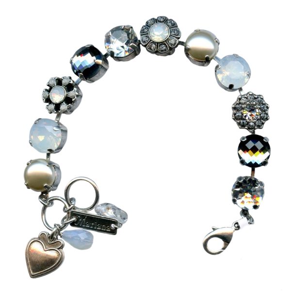 Mariana Bracelet Timeless Pearl, Black Diamond, Clear, & White Opal Austrian Crystals Marilyn Icons Coll.