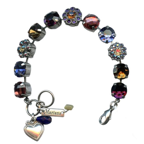 Mariana Bracelet Sophisticated Amethyst, Tanzanite, Colorado Topaz, AB, & Peach Austrian Crystals Faith Inspiration Coll.