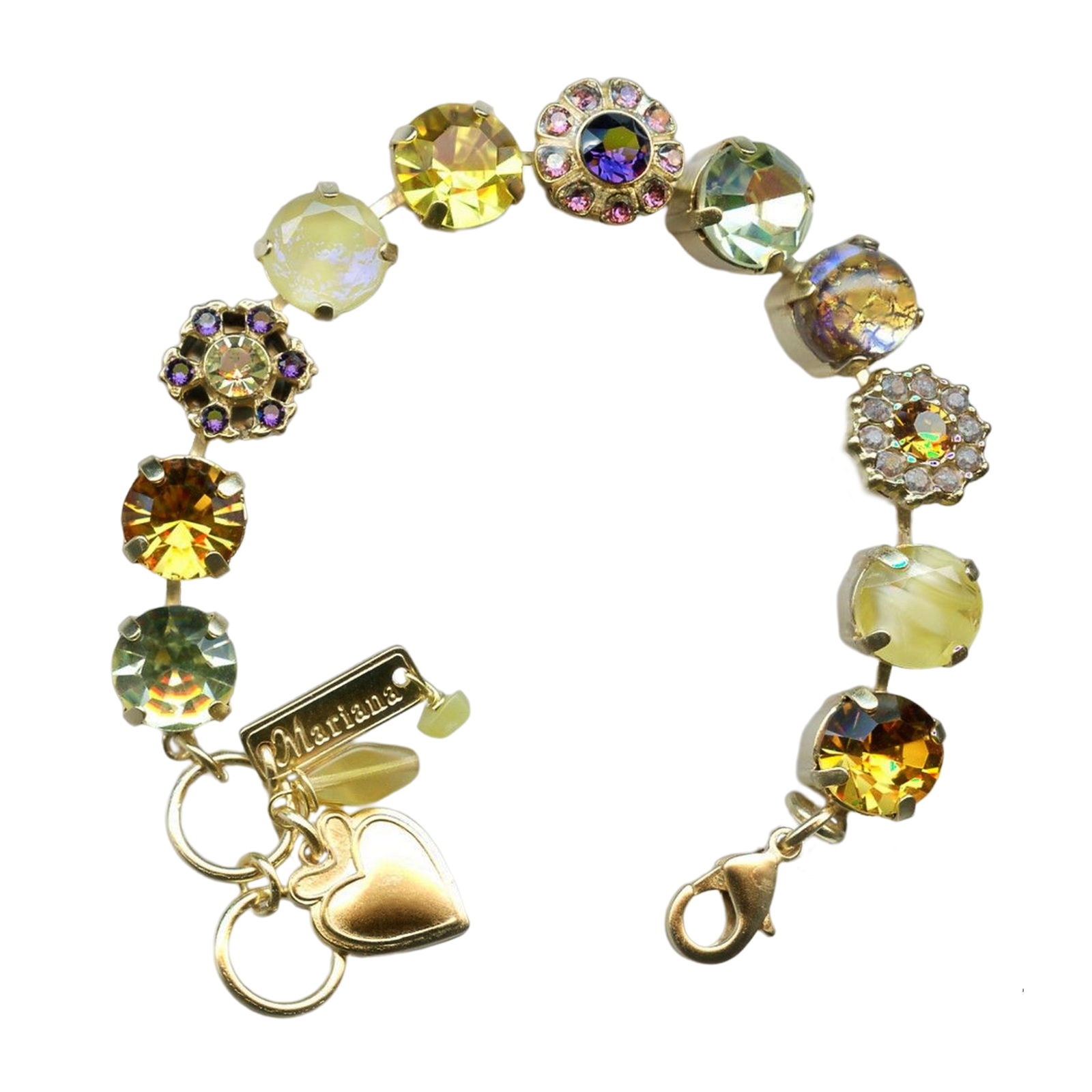 B-4174-1032-YG(1) Mariana Bracelet Luscious Jonquil, Topaz, & Purple Austrian Crystals Hope Inspiration Coll. - Image 1