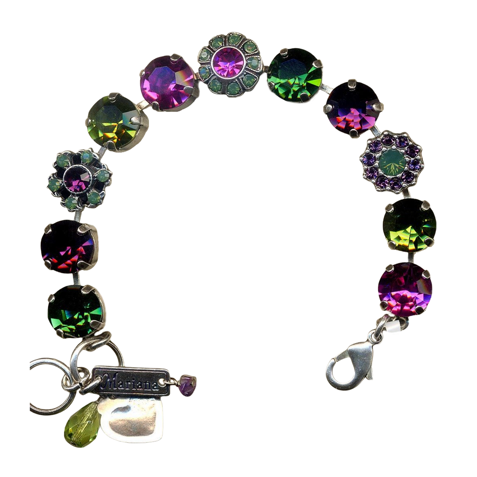 B-4174-1060-SP(1) Mariana Bracelet Elegant Amethyst, Emerald, Olivine, & Pacific Opal Austrian Crystals My Treasures Coll. - Image 1