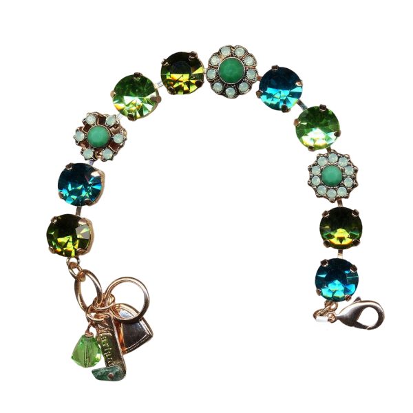 Mariana Bracelet Fab Grass Green, Pacific Opal, Teal Blue, Peridot, & Green Opal Austrian Crystals Angelica East Meets West Coll.