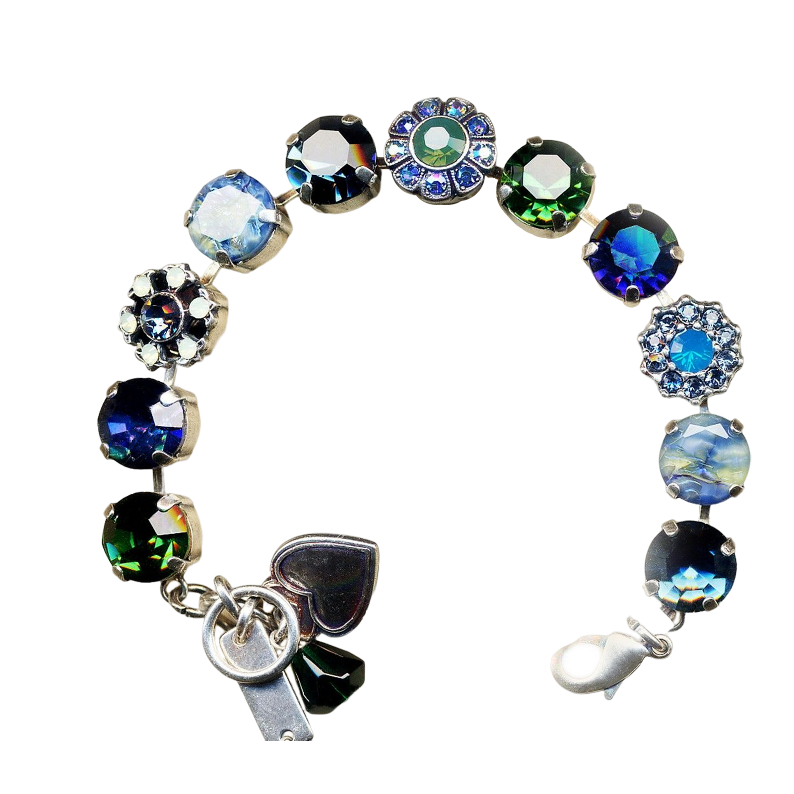 B-4174-1316-RG(1) Mariana Bracelet Exquisite Royal Blue, Caribbean Blue Opal, Emerald, White Opal, & Marbled Stone Austrian Crystals Mediterranean Blue Dancing the Night Away Coll. - Image 1