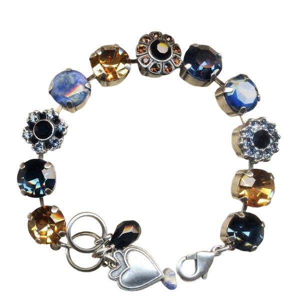 Mariana Bracelet Exude Elegance Navy Blue, Champagne, Lt Sapphire, Marbled Stone, & Jet Austrian Crystals Venetian Night Dancing the Night Away Coll.