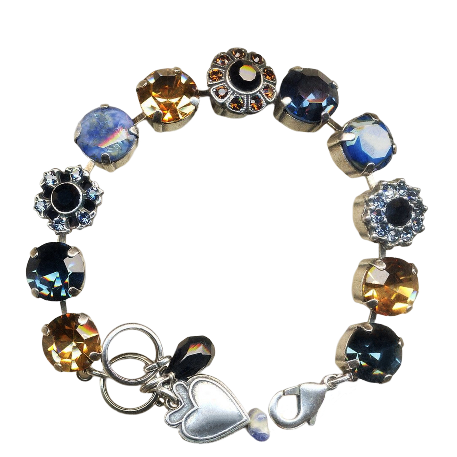 B-4174-1321-SP(1) Mariana Bracelet Exude Elegance Navy Blue, Champagne, Lt Sapphire, Marbled Stone, & Jet Austrian Crystals Venetian Night Dancing the Night Away Coll. - Image 1