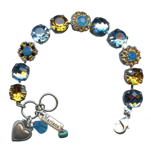 Mariana Bracelet Fab Sapphire, Caribbean Blue Opal, & Topaz Austrian Crystals My Treasures Coll.