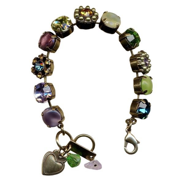Mariana Bracelet Charming Purples, Greens, Yellows, & Blue Zircon Austrian Crystals Lilac East Meets West Coll.