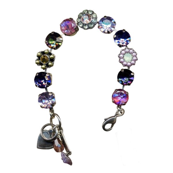Mariana Bracelet Glamorous Deep Purple, Lavender, Pale Green, Aurum, & Vitrail Medium Austrian Crystals Iris East Meets West Coll.
