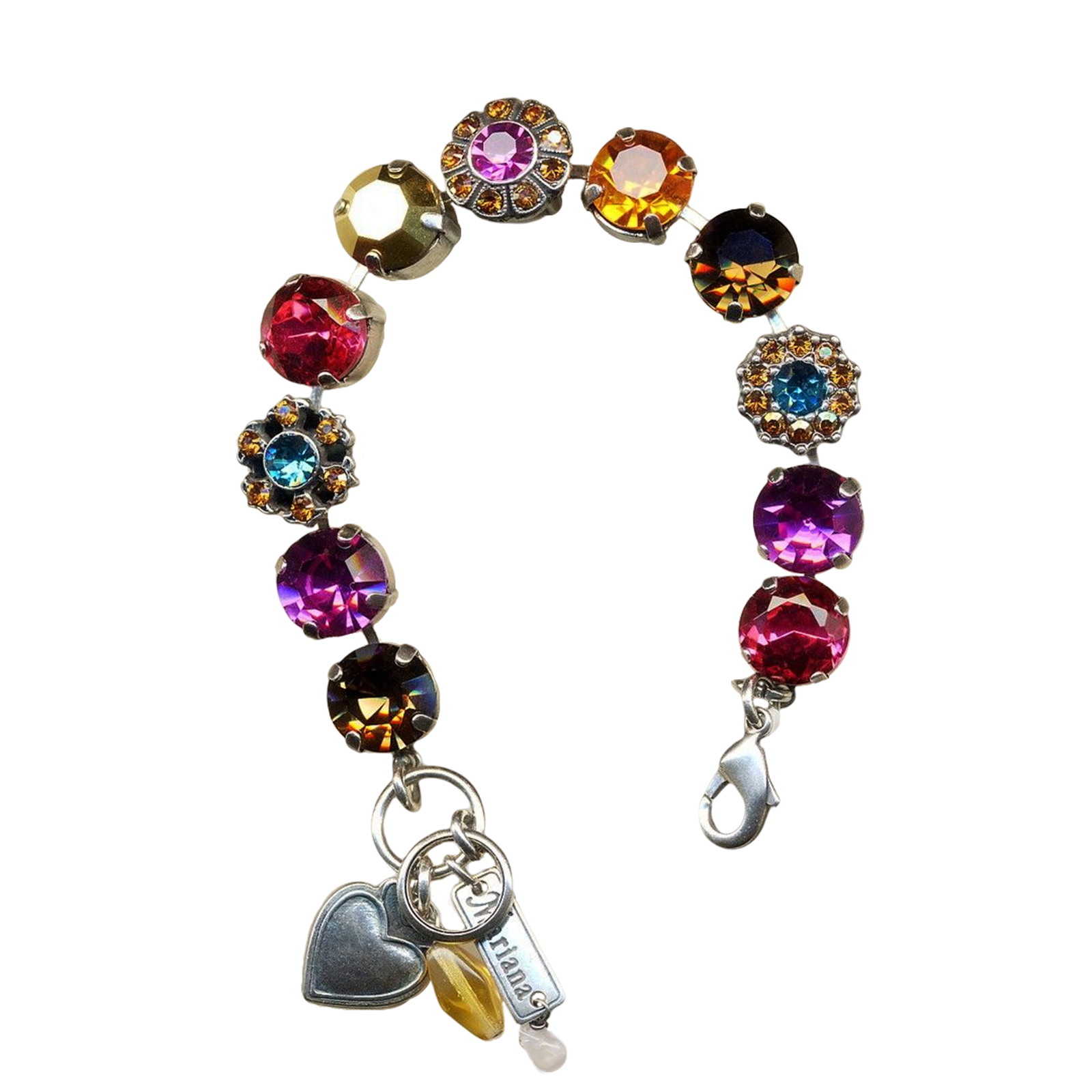 B-4174-1330-SP(1) Bracelet By Mariana East Meets West Coll. Fab Fuchsia Pink and Topaz Swarovski Crystals - Image 1