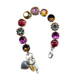 Bracelet By Mariana East Meets West Coll. Fab Fuchsia Pink and Topaz Swarovski Crystals - Image 2