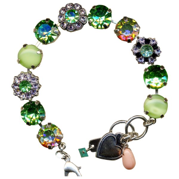 Mariana Bracelet Adorable Chrysolite Opal, Peridot, Vitrail Medium, Lavender & Pink Coral Austrian Crystals My Treasures Coll.