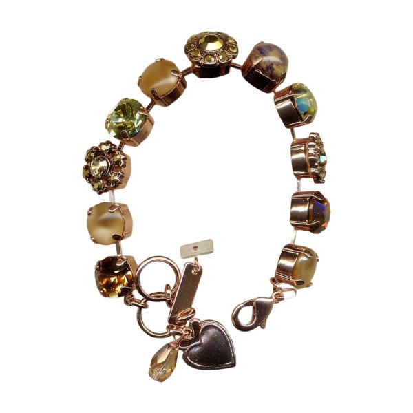 Mariana Bracelet Glitzy Aurum, Amber, Marbled Stones & Sand Opal Austrian Crystals My Treasures Coll.