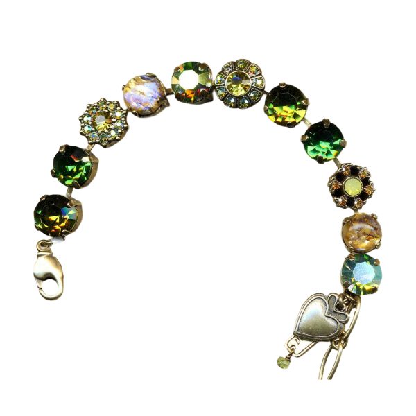 Mariana Bracelet Adorable Marbled Stone, Emerald, Golden Shadow & Luminous Green Austrian Crystals My Treasures Coll.