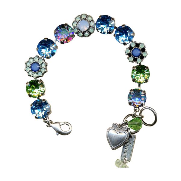 Mariana Bracelet Gorgeous Aquamarine, Metallic Blue, Pacific Opal, Peridot & Blue Opal Austrian Crystals My Treasures Coll.