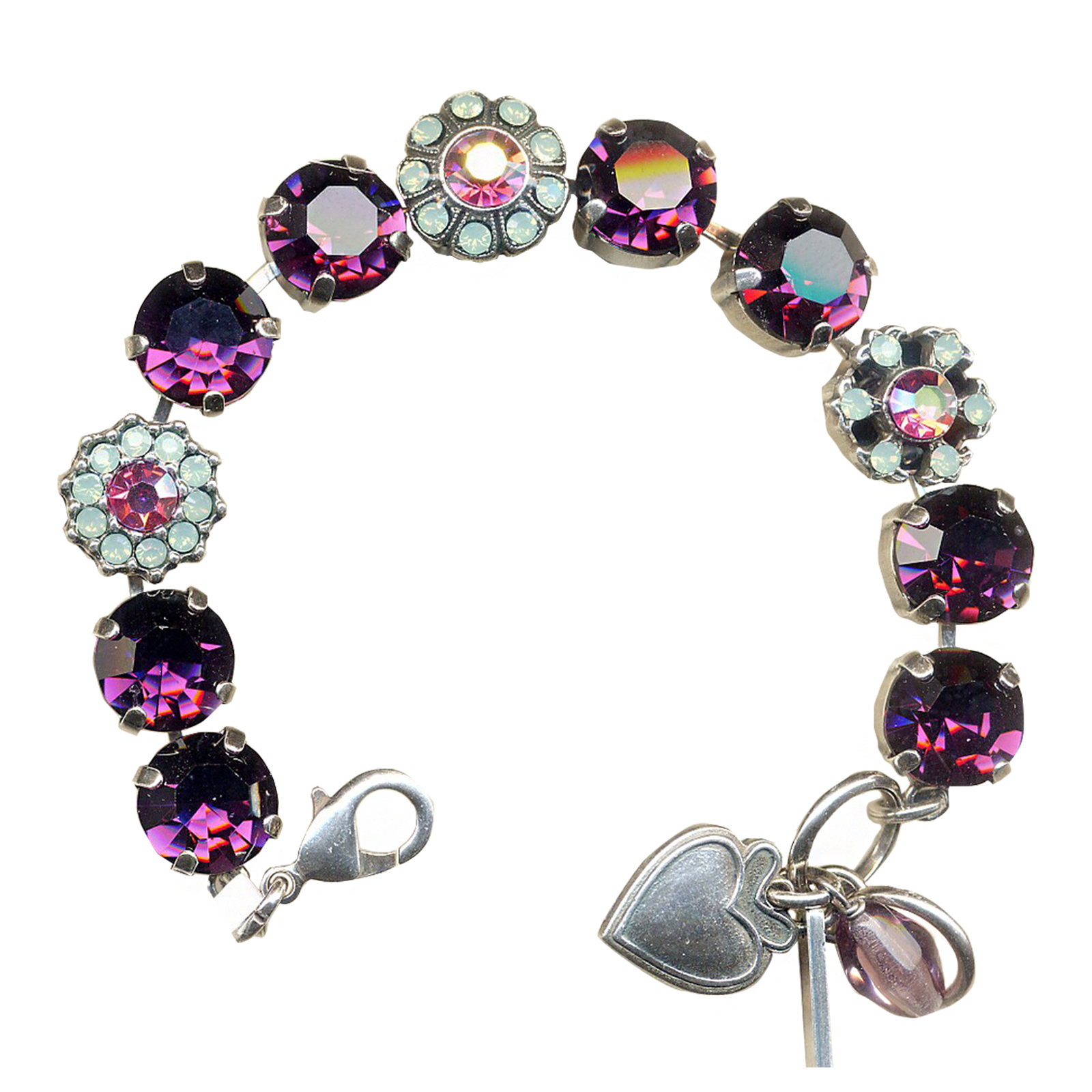 B-4174-204-1-SP(1) Bracelet By Mariana Woman Luxurious Amethyst and Rose Swarovski Crystals - Image 1