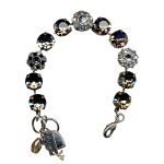 Bracelet By Mariana Woman Exquisite Black Diamond and Clear Swarovski Crystals