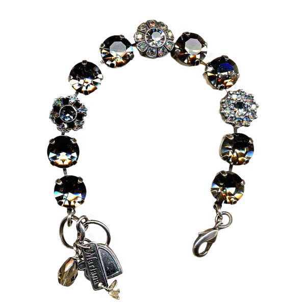Bracelet By Mariana Woman Exquisite Black Diamond and Clear Swarovski Crystals