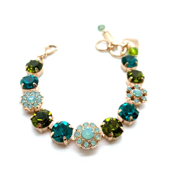 Bracelet By Mariana Woman Fashionable Teal Blue and Pacific Opal Swarovski Crystals