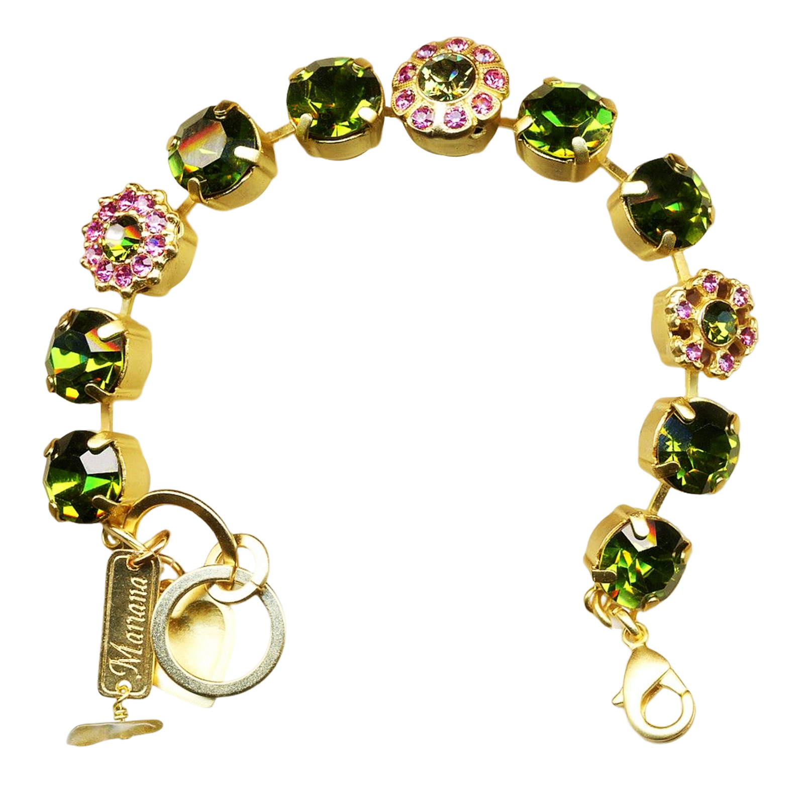 B-4174-228209-YG(1) Mariana Bracelet Adorable Rose & Olivine Austrian Crystals My Treasures Coll. - Image 1